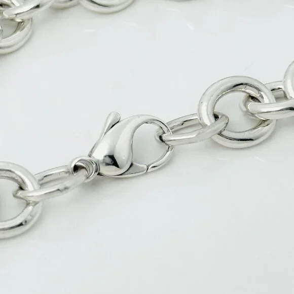 Large Please Return to Tiffany Black Color Splash Enamel Heart Tag Bracelet - Picture 6 of 8